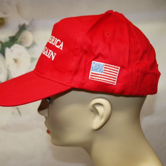 Make America Great Again Hat Red NEW With Flag Patriotic Baseball Cap - Picture 5 of 5